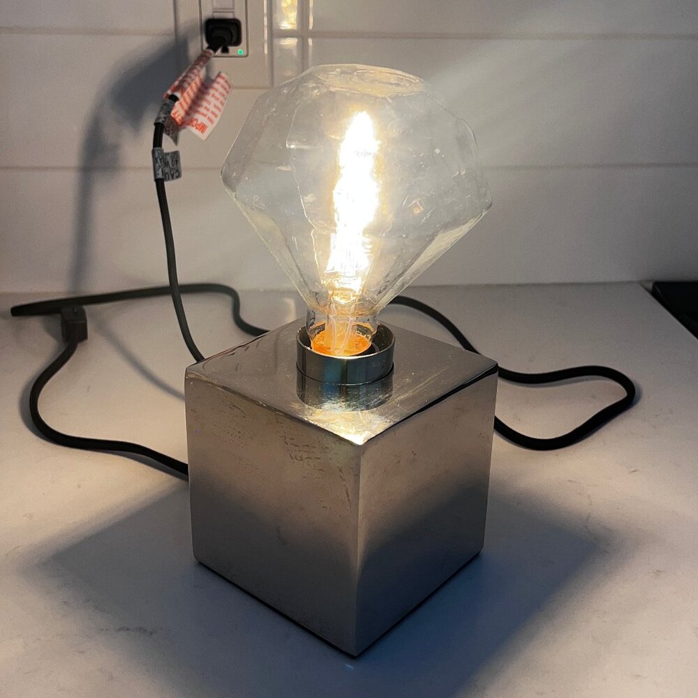 Modern Mirror Cube Accent Table Lamp